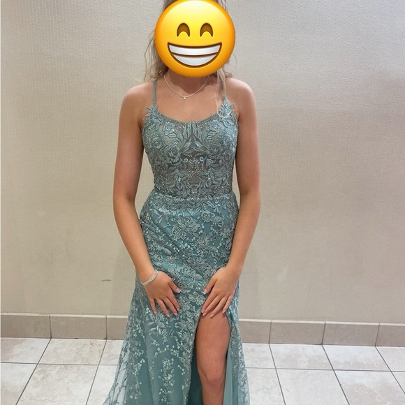 Haute Ellie Dresses & Skirts - Haute Ellie Green Sequin Slit Gown for Prom